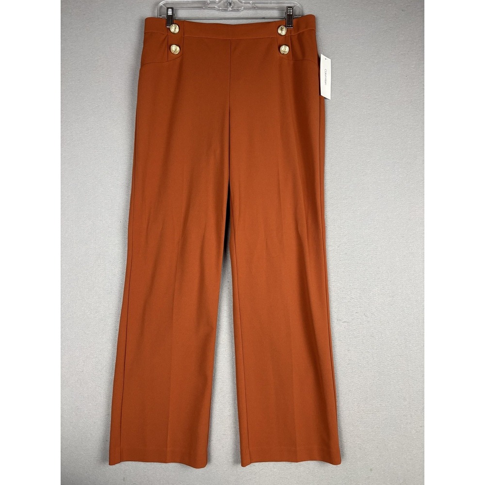 Calvin Klein Pants Womens Medium Brown Gingerbread Crepe Straight Leg Stretch
